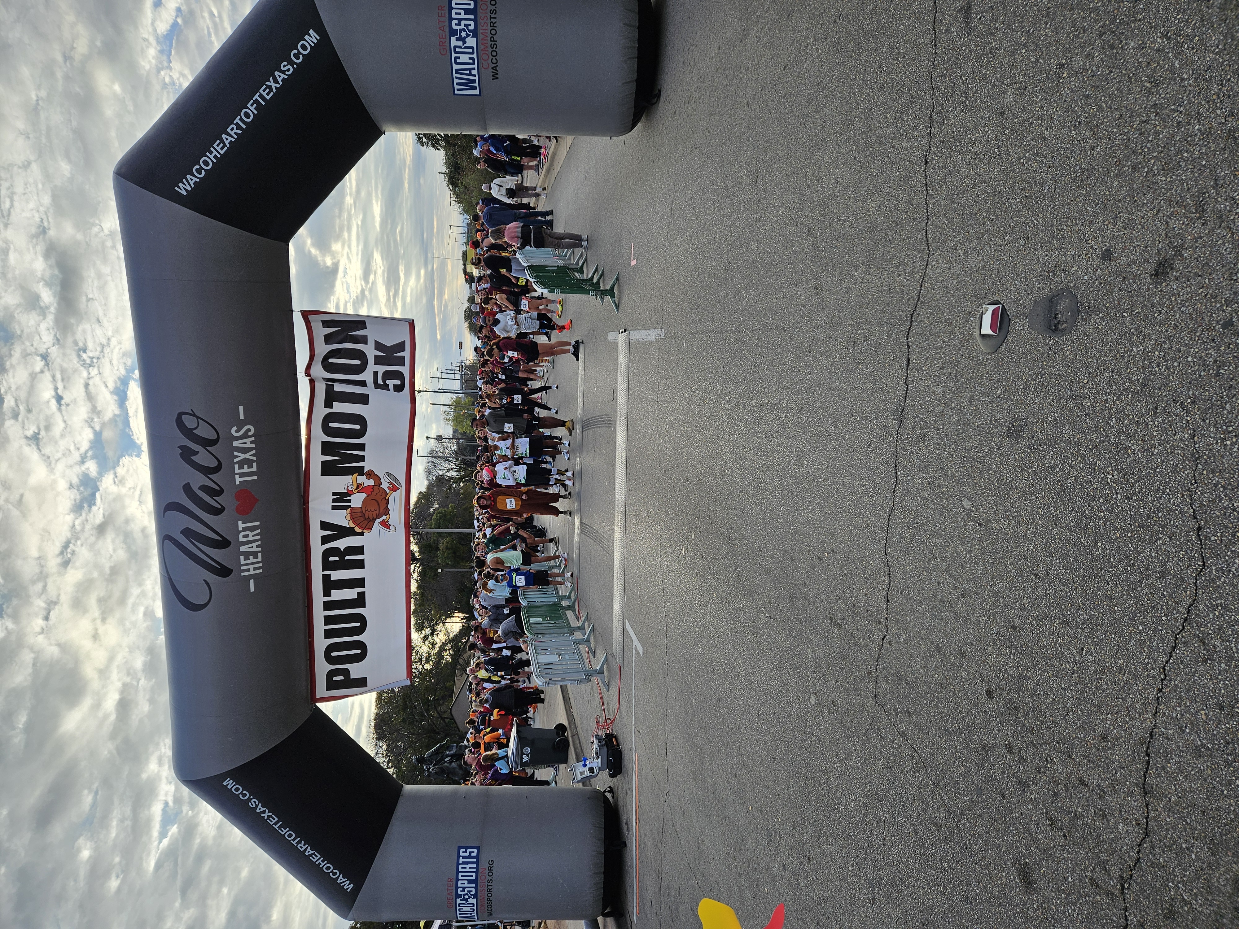 Participants at the Waco Poultry in Motion race starting arch
